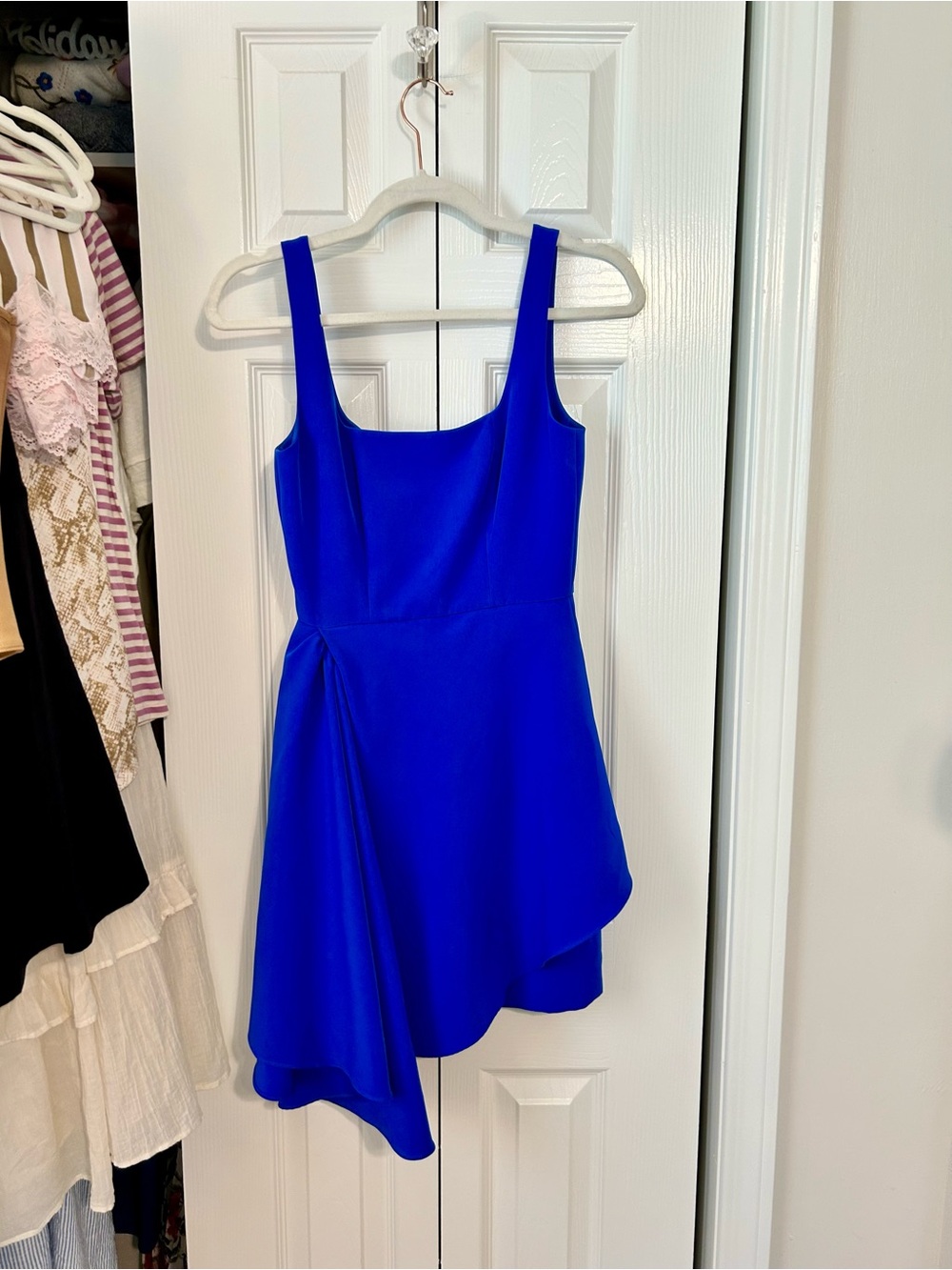 Gianni Bini Royal Blue Asymmetric Gathered Mini Dress
